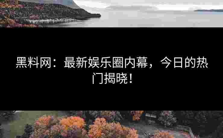 黑料网：最新娱乐圈内幕，今日的热门揭晓！