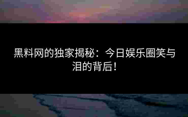 黑料网的独家揭秘：今日娱乐圈笑与泪的背后！