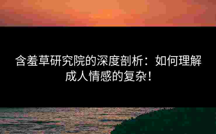 含羞草研究院的深度剖析：如何理解成人情感的复杂！
